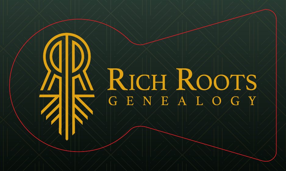 Rich Roots die-cut business card, front